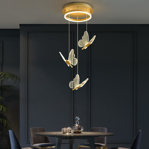 Jenna 3D-Butterfly Spiral Iron And Acrylic Chandelier